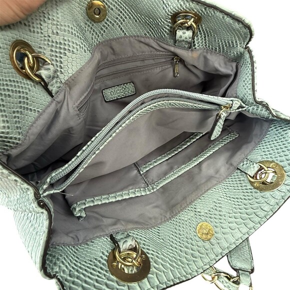 Nicole Miller Shoulder Bag Faux Snakeskin Animal Print Large Gold Chain Purse - Picture 13 of 14